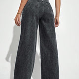 Off Duty Wide-Leg Denim Hose