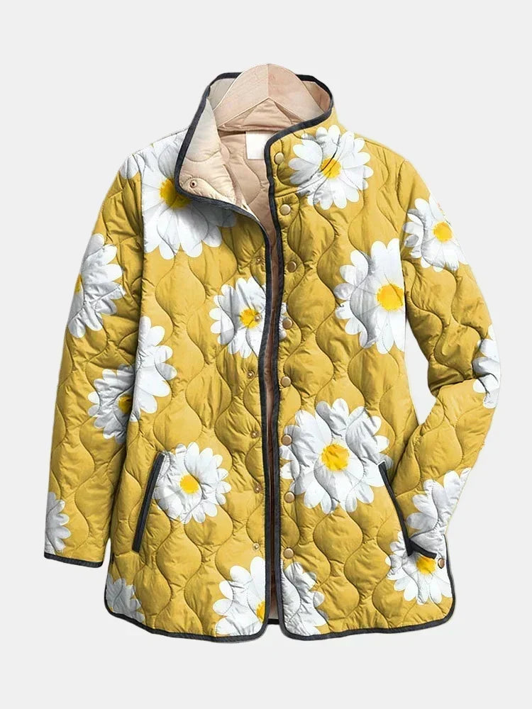Élise | Gesteppte Jacke mit Gänseblümchen – Gänseblümchen-Gelb