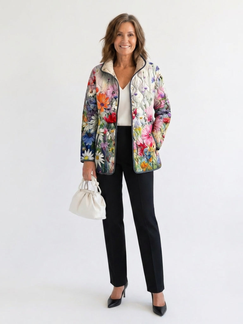 Manon | Gesteppte Jacke mit Wiesenblumen – Wiesenblumen