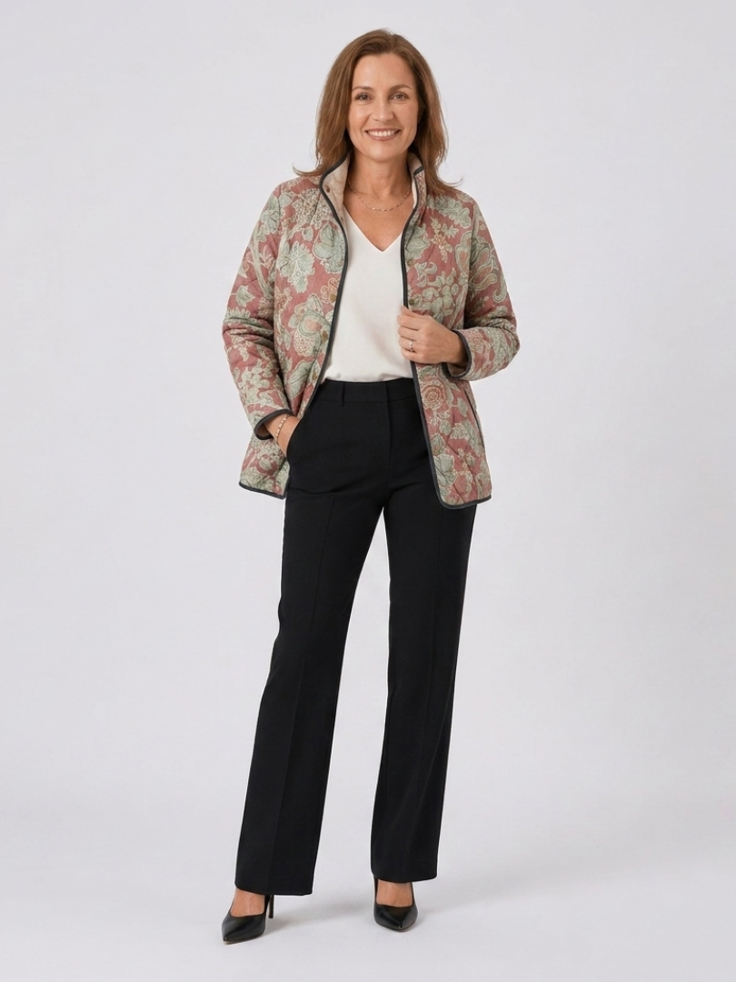 Pauline | Gesteppte Jacke mit Terrakotta-Karo – Terrakotta-Karo