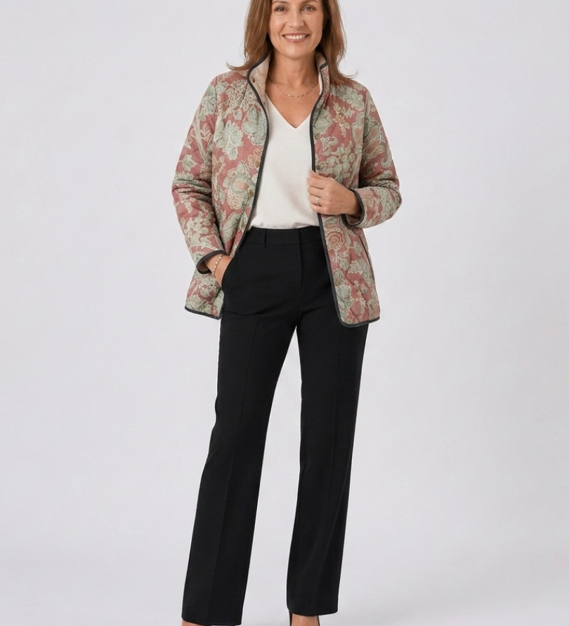 Pauline | Gesteppte Jacke mit Terrakotta-Karo – Terrakotta-Karo