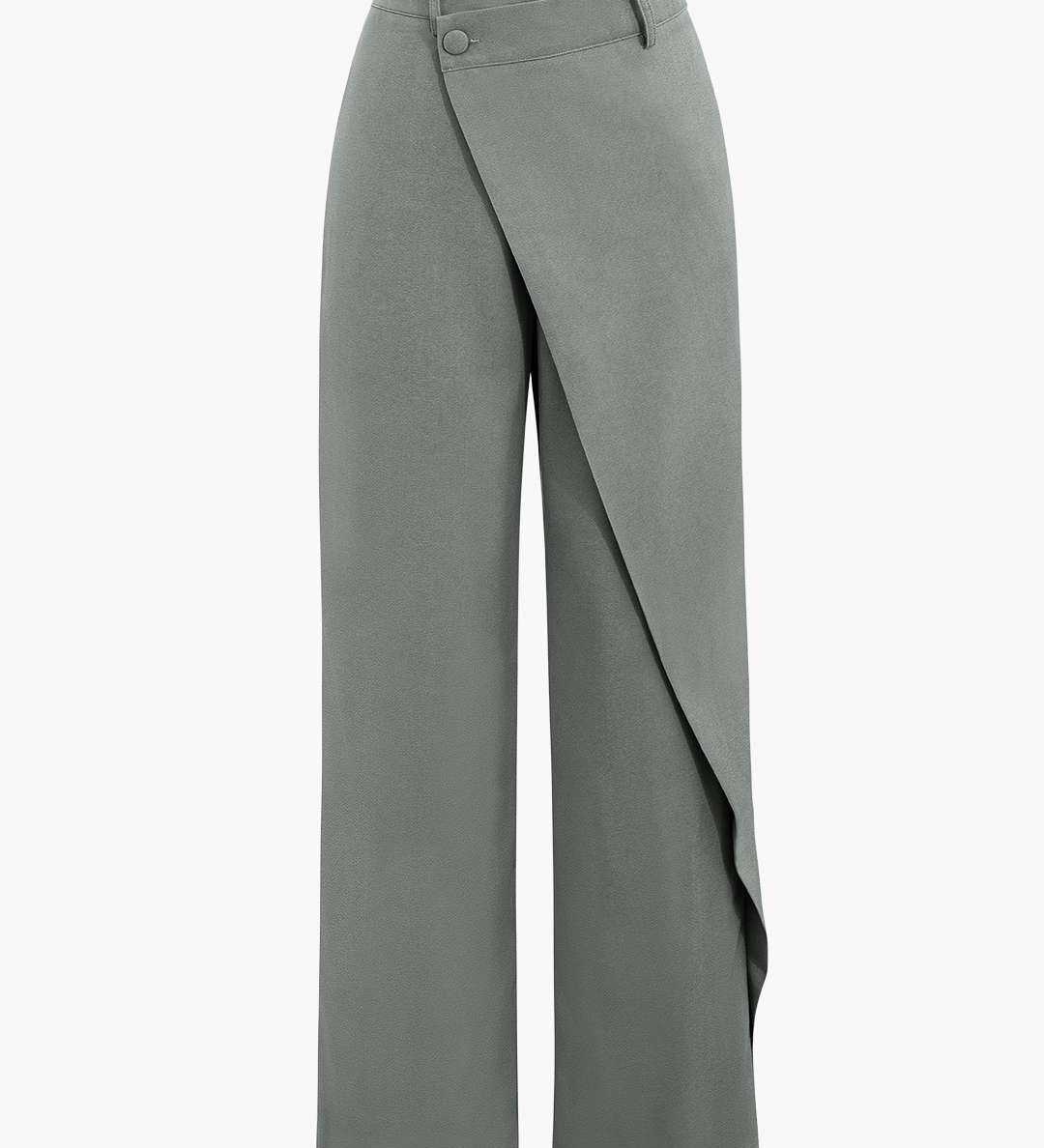 Draped Wrap Straight-Leg Trousers