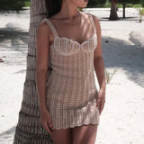 Sahara Pearl Crochet Mini Kleid