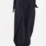 Draped Wrap Straight-Leg Trousers