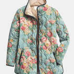 Mathilde | Gesteppte Jacke mit Céladon-Rosen – Céladon mit Blumen