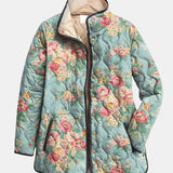 Mathilde | Gesteppte Jacke mit Céladon-Rosen – Céladon mit Blumen