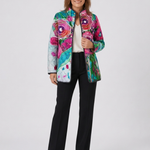 Lucie | Gesteppte Jacke mit Aquarellblumen – Mehrfarbiges Aquarell