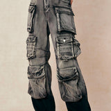 Ombre Wide-Leg Cargo Jeans