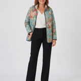 Mathilde | Gesteppte Jacke mit Céladon-Rosen – Céladon mit Blumen