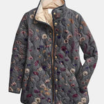 Nathalie | Gesteppte Jacke mit Trockenblumen – Grau mit Trockenblumen