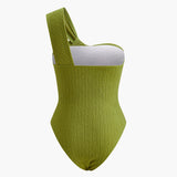 Verdant Elegance One-Shoulder Badeanzug
