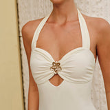 Soleil Halter Cutout Badeanzug