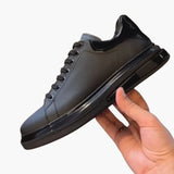 High-top men's lace-up baskets with plain upper and structured sole