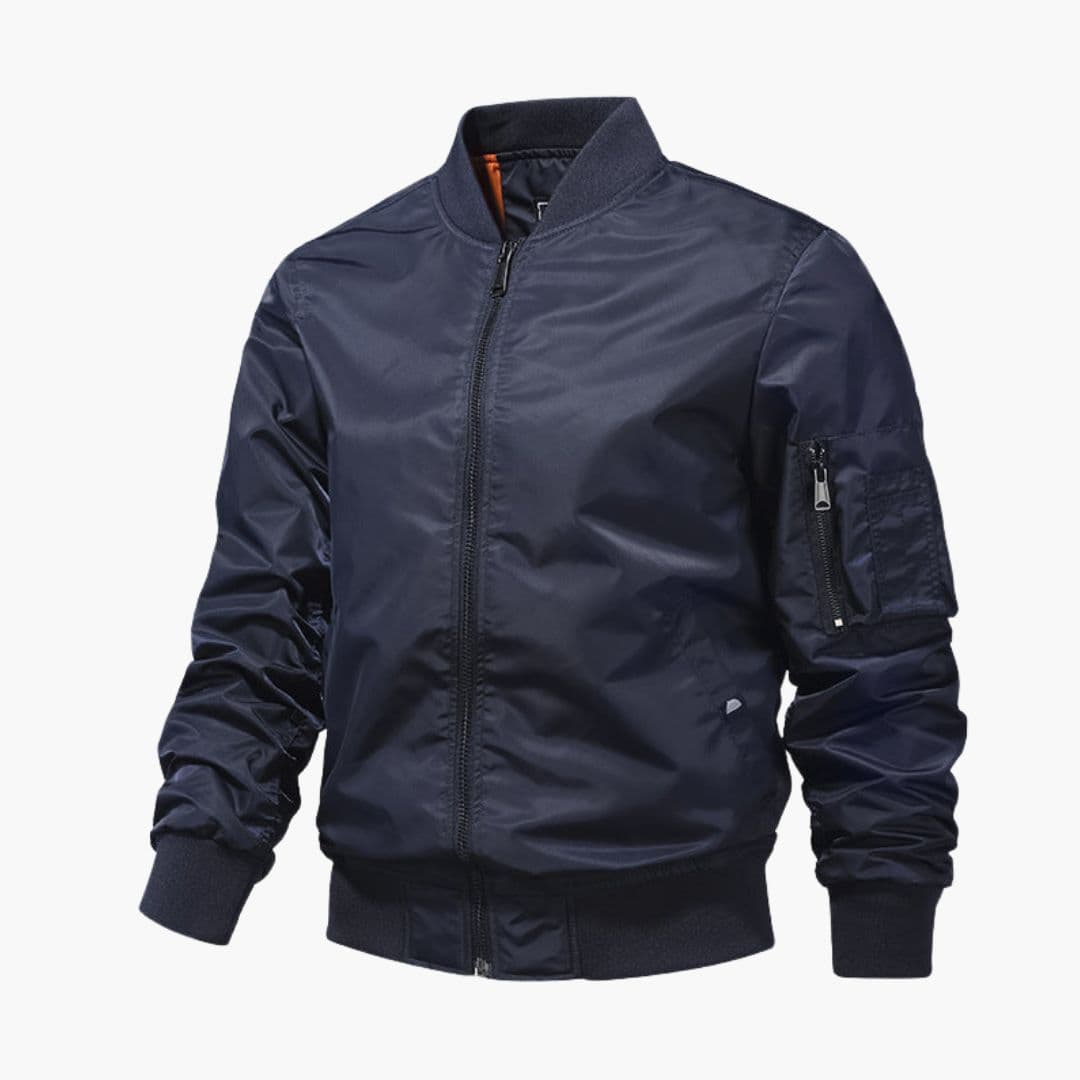 Men's Bomber Jacke with Ribbed Collar
