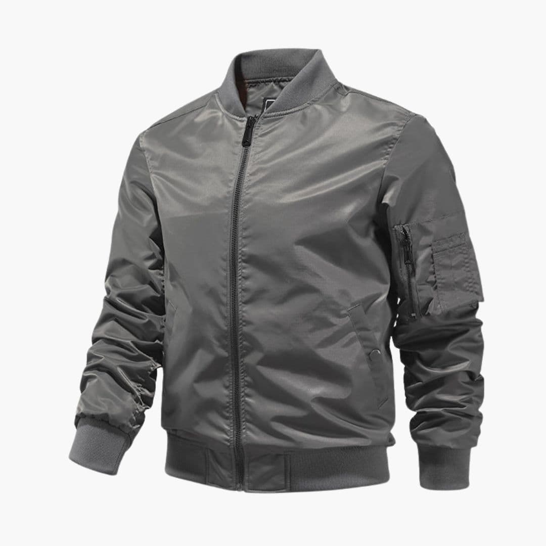 Men's Bomber Jacke with Ribbed Collar