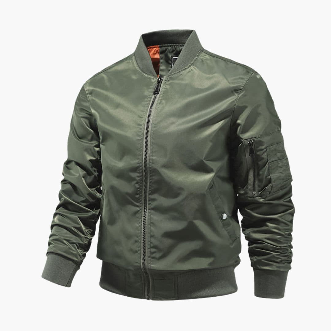 Men's Bomber Jacke with Ribbed Collar