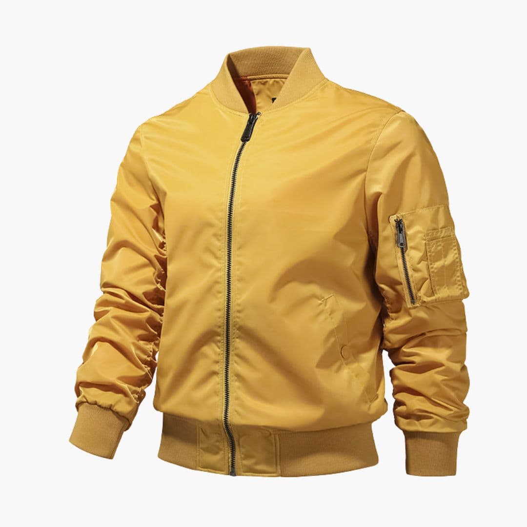 Men's Bomber Jacke with Ribbed Collar