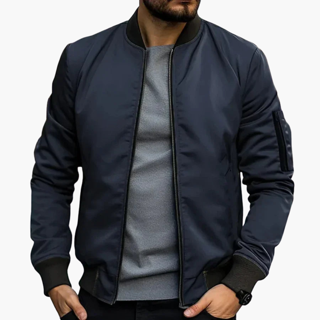 Men's aviator Jacke with ribbed collar and zippered pocket