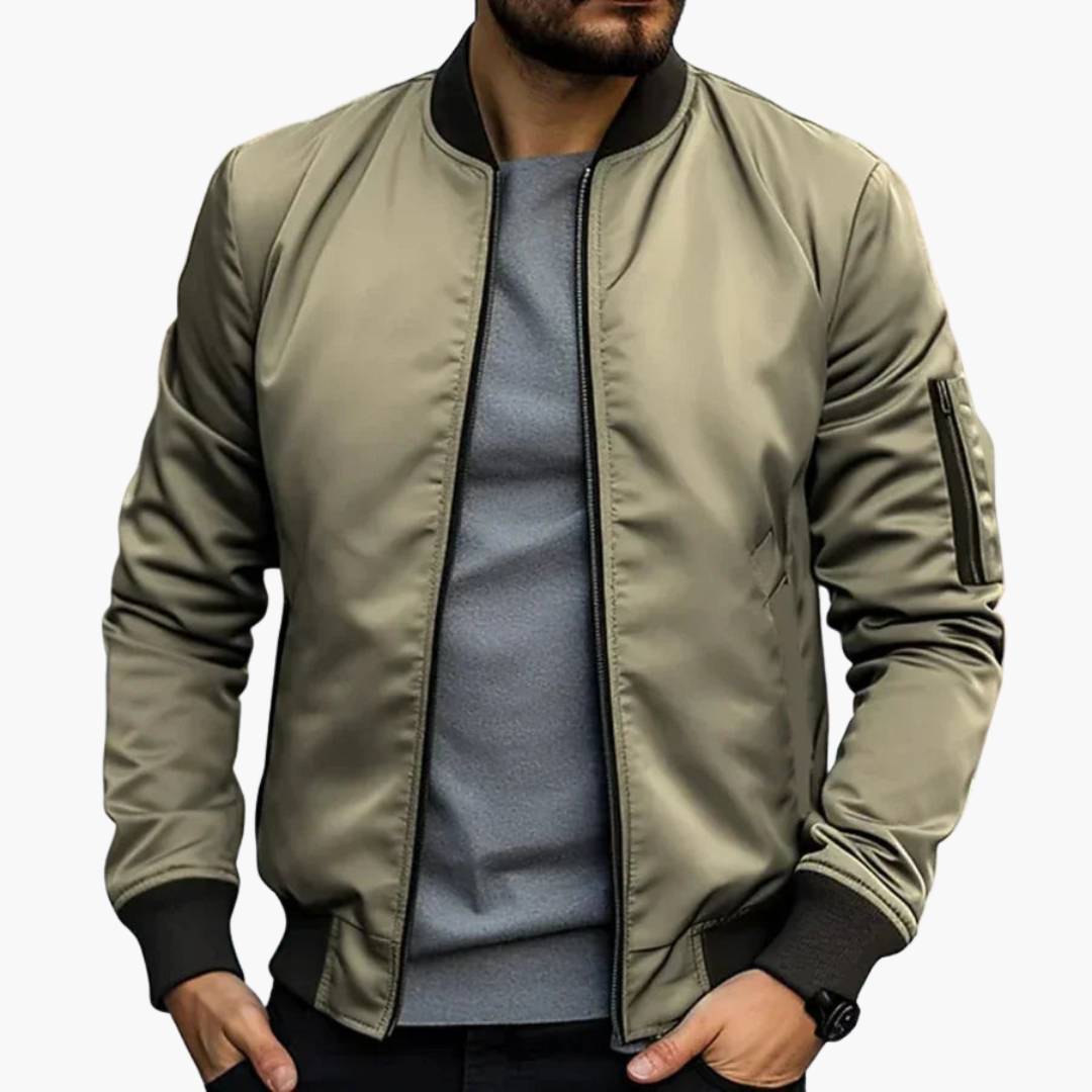 Men's aviator Jacke with ribbed collar and zippered pocket