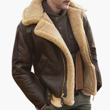 Men's aviator Jacke with faux shearling collar and zipper closure