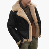 Men's aviator Jacke with faux shearling collar and zipper closure