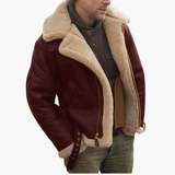 Men's aviator Jacke with faux shearling collar and zipper closure