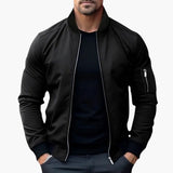 Men's bomber Jacke with striped ribbed collar