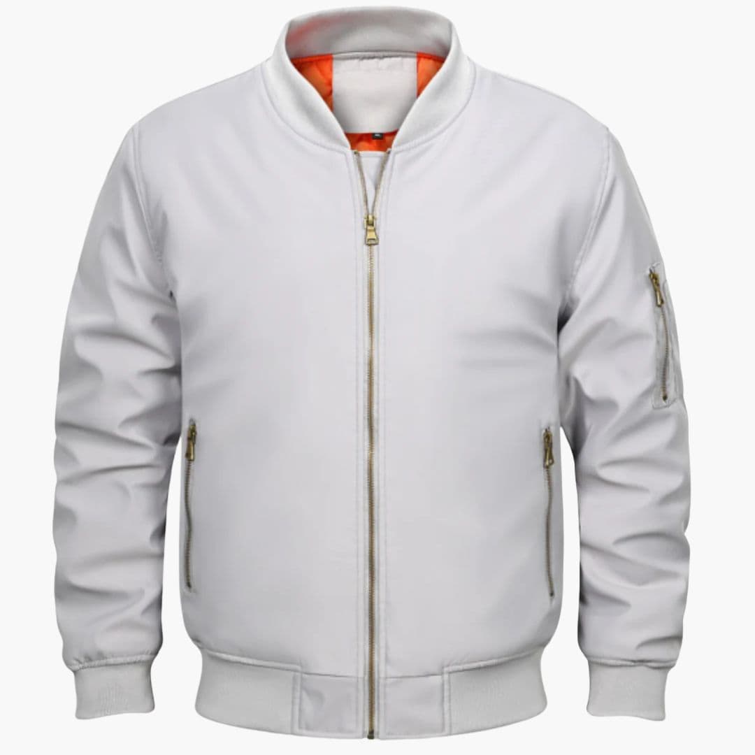 Men's bomber Jacke with striped ribbed collar