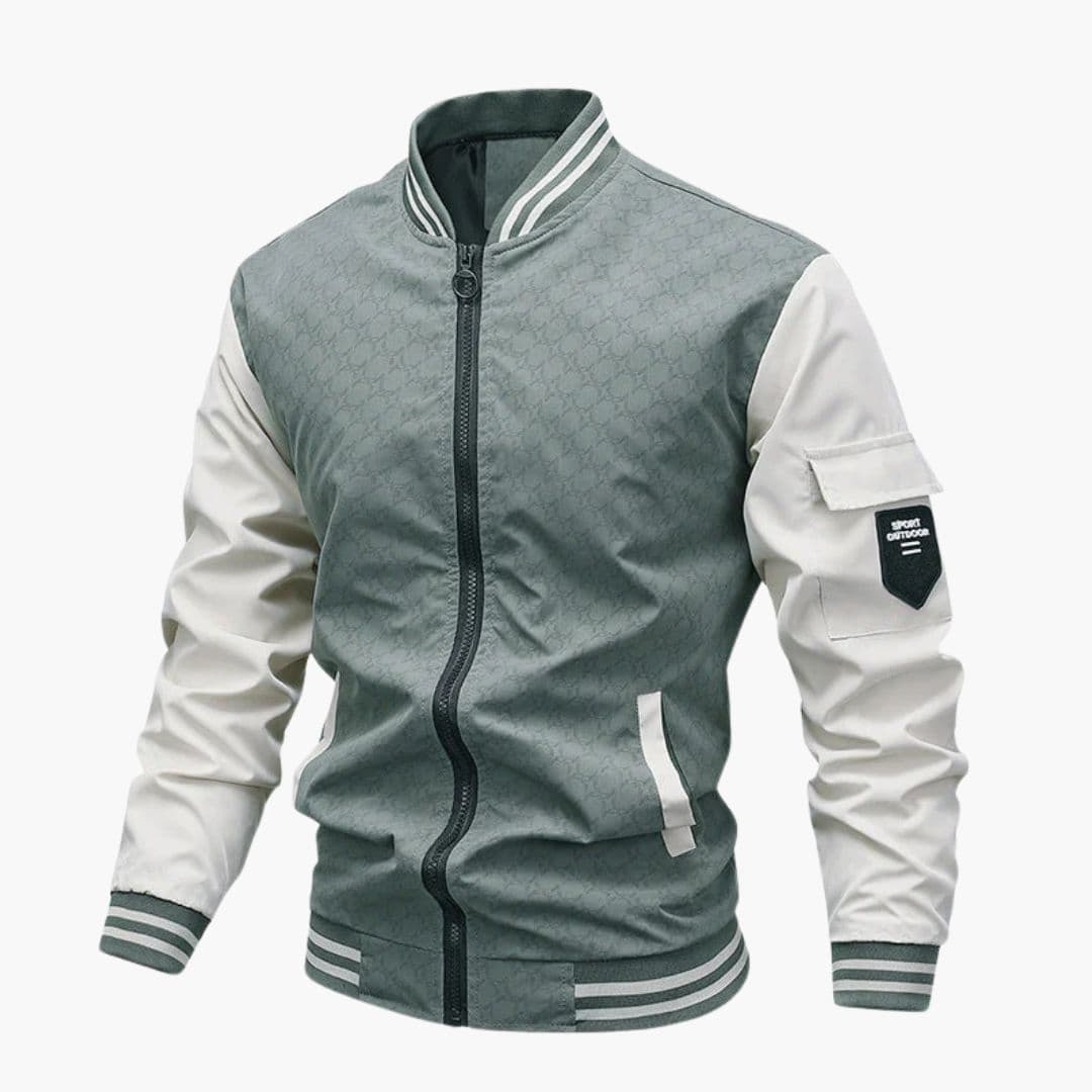 Men's bomber Jacke with striped ribbed collar