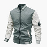 Men's bomber Jacke with striped ribbed collar