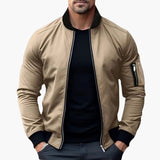 Men's bomber Jacke with striped ribbed collar