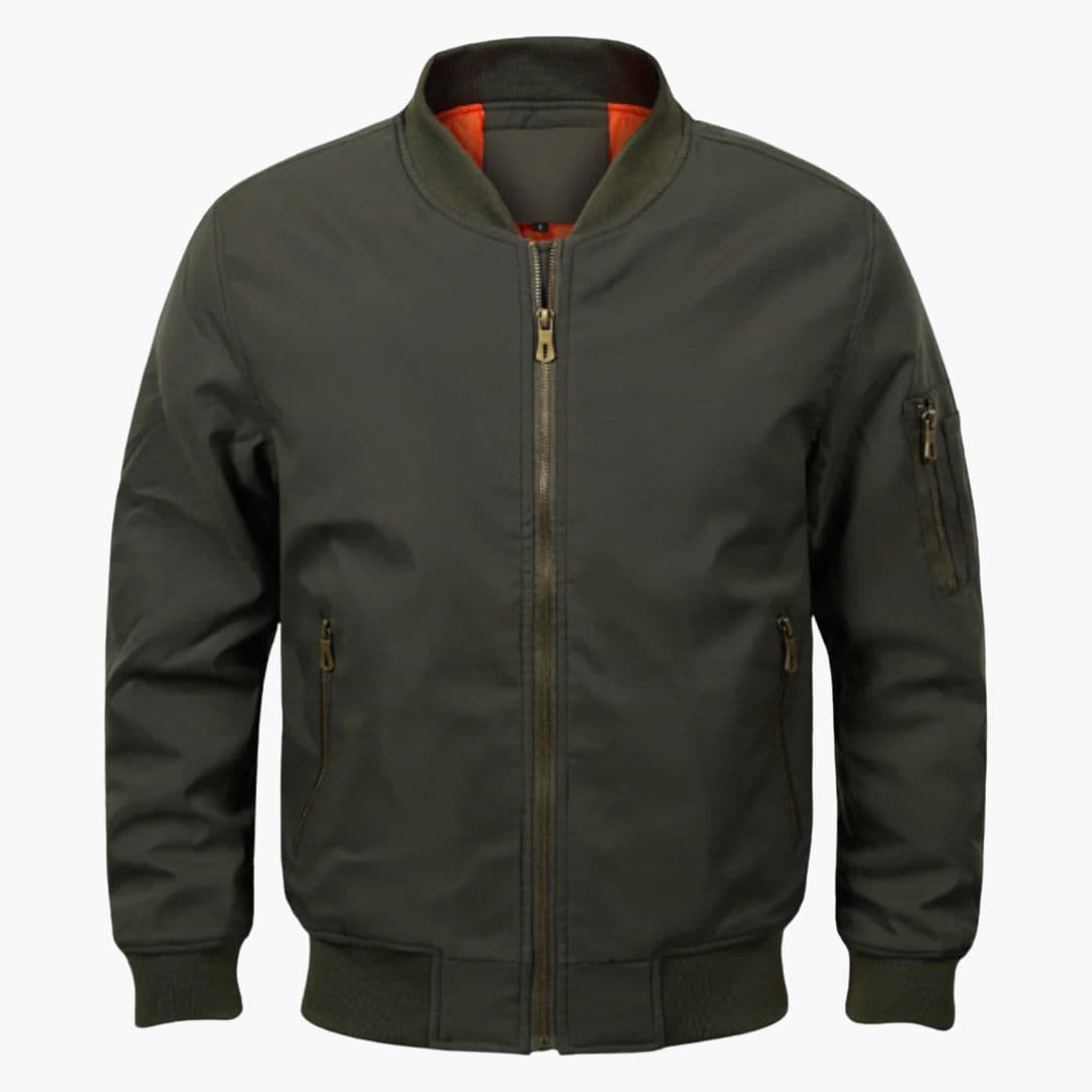 Men's bomber Jacke with striped ribbed collar