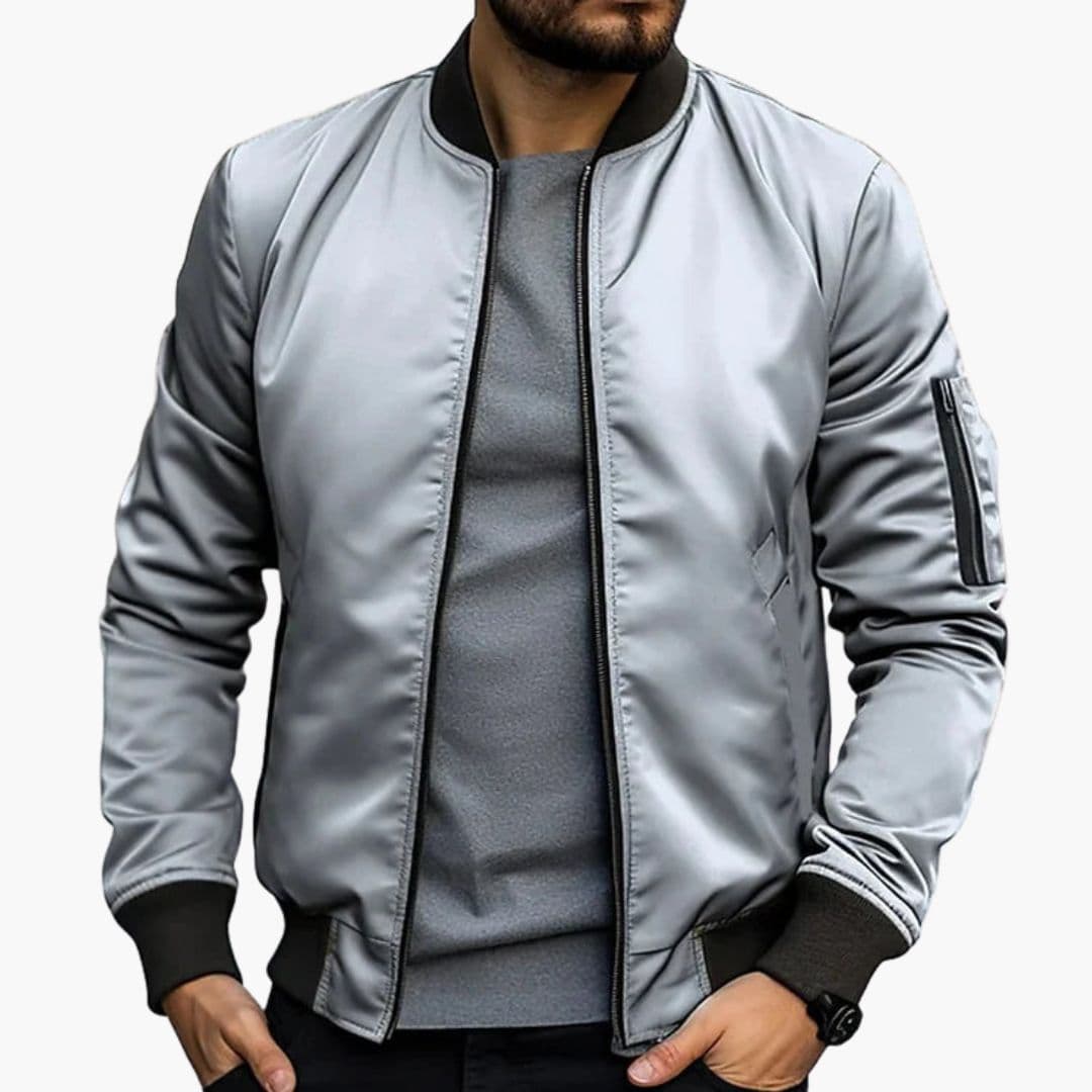 Men's bomber Jacke with zippered pocket