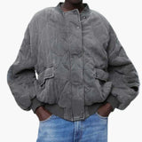 Quilted unisex bomber Jacke with ribbed collar