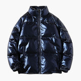 Shiny Men's Down Jacke with Stand-up Collar