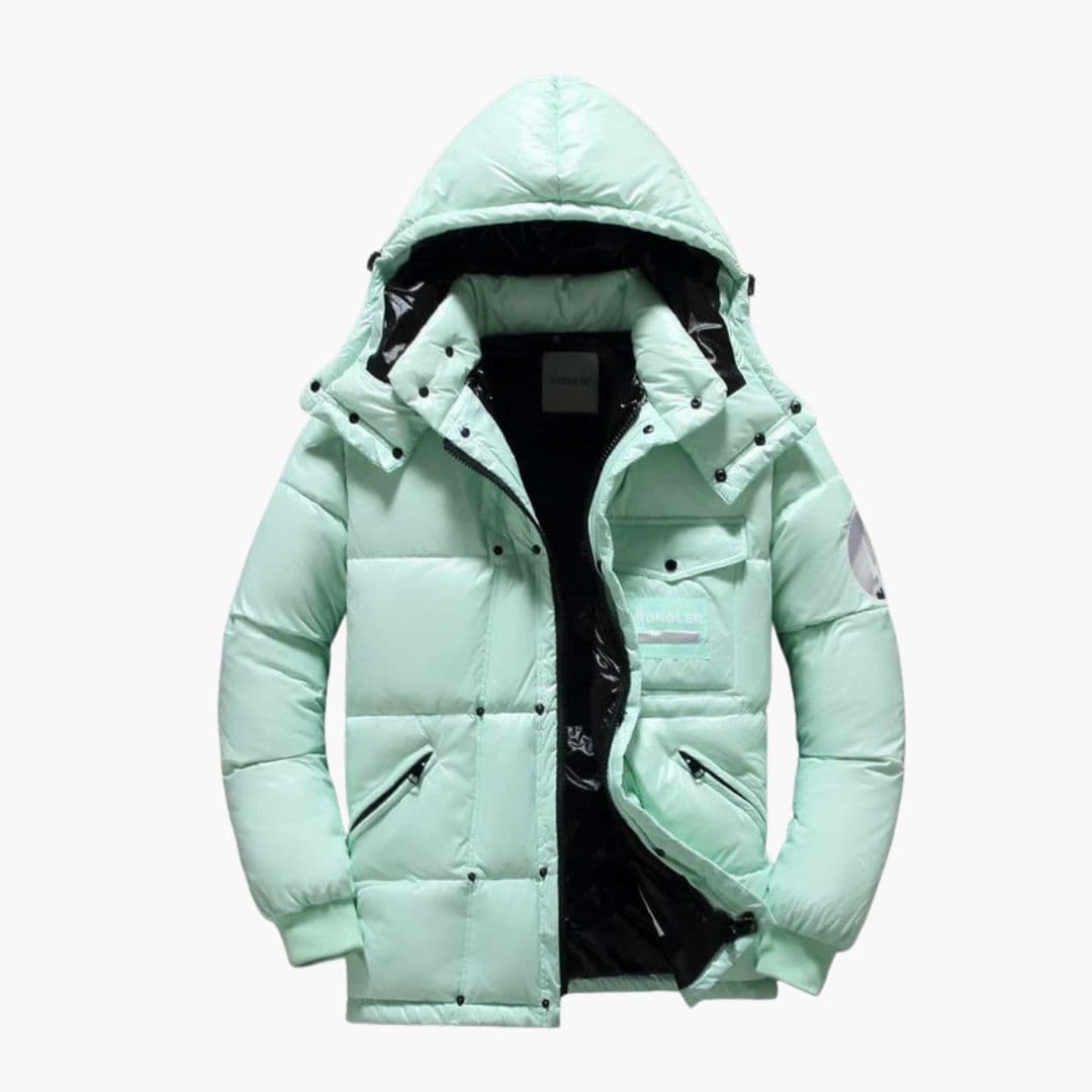 Men's Down Jacke with Hood and Zipped Pockets