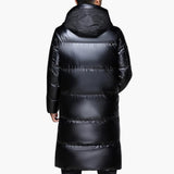 Long Men's Down Jacke with Hood and Zipper Closure