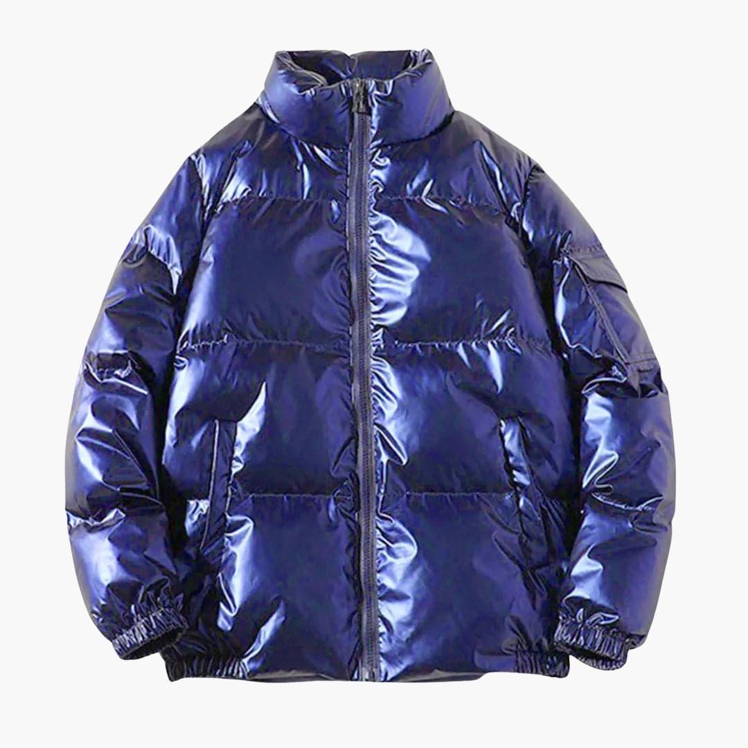 Men's down Jacke with zipper and stand-up collar