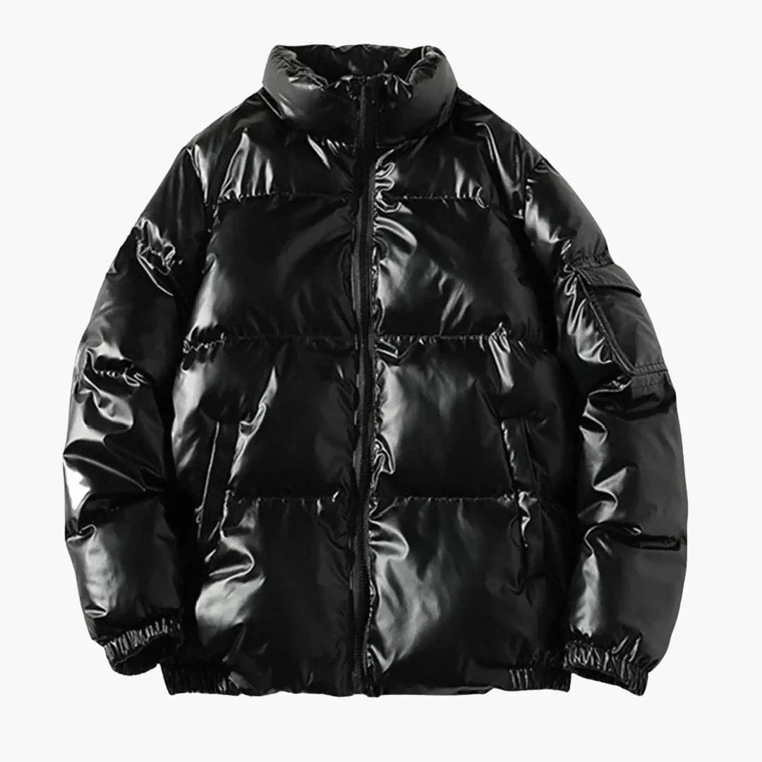 Men's down Jacke with zipper and stand-up collar