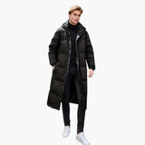 Men's long down Jacke with zip closure