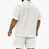 Men's set polo and shorts with zip collar