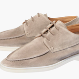 Men's Lace-Up Moccasins with Suede Surface and Flexible Sole