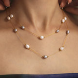 Elegant Freshwater Pearl Necklace - Delicate Gold Chain