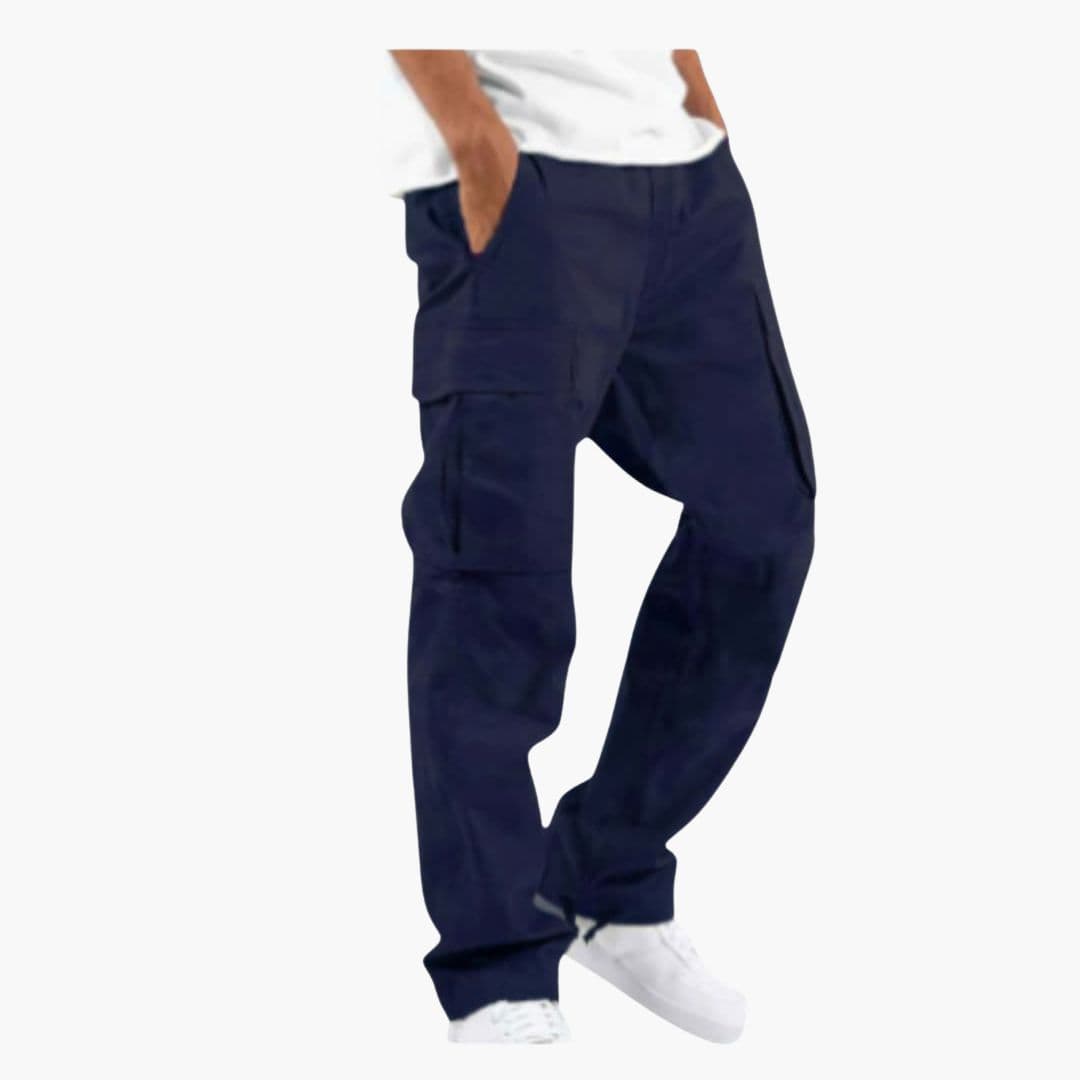 Men's Cargo Hose with Wide Legs and Multiple Pockets