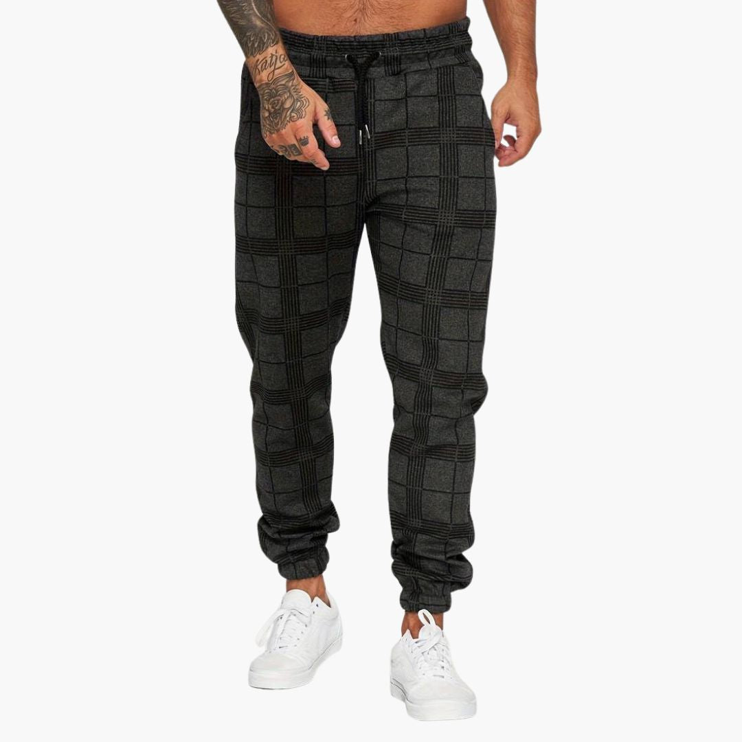 Men's checkered jogger Hose with side pockets