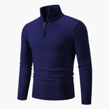 Men's polo sweater with zip collar and ribbed cuffs
