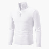 Men's polo sweater with zip collar and ribbed cuffs