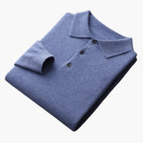 Men's Long Sleeve Polo Sweater with Button Placket