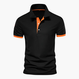 Men's polo shirt with contrast collar and short sleeves