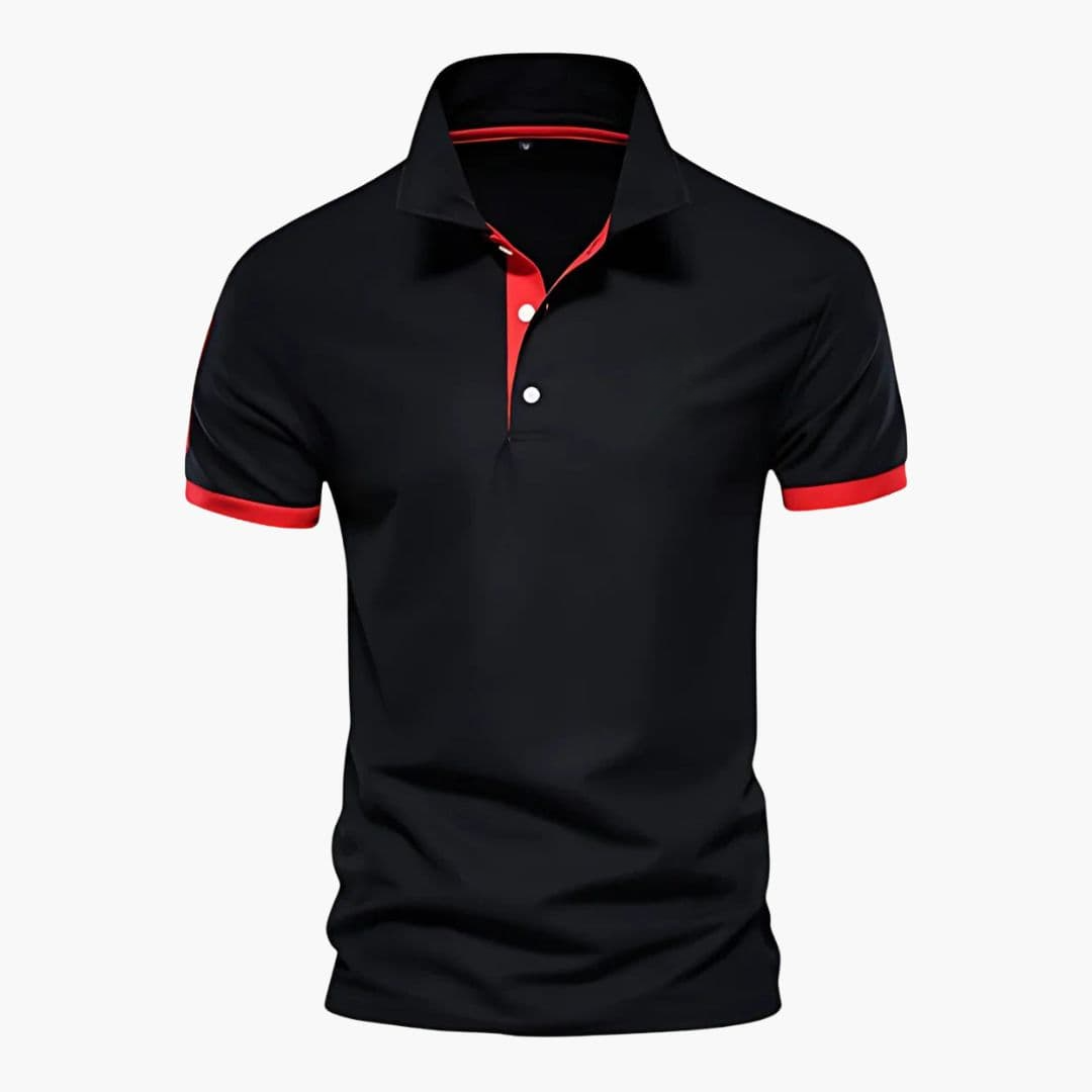 Men's polo shirt with contrast collar and short sleeves